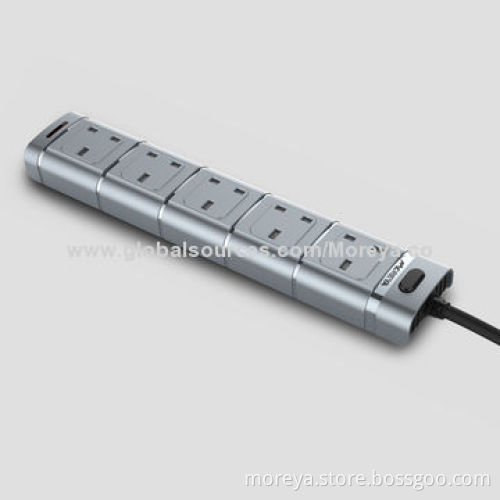 UK Standard Power Strip with 5 Sockets Outlets, 6 Feet Extension Cable and One Switch